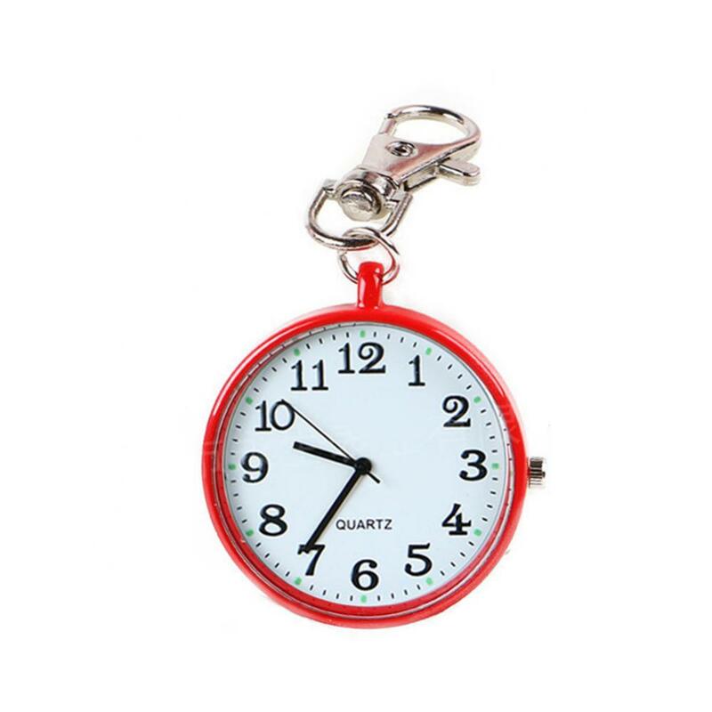 Moda chaveiro design relógio de bolso conveniente unisex redondo dial quartzo analógico enfermeira chaveiro relógio de bolso