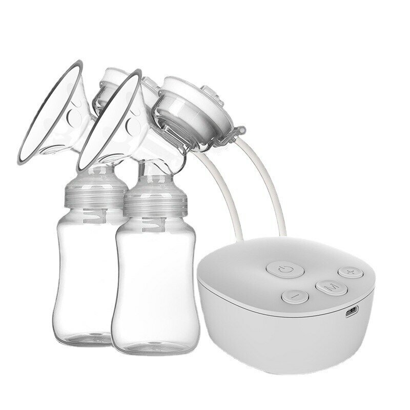 Pompa ASI elektrik ganda, pompa ASI elektrik USB dengan botol susu bayi bantalan panas dingin bebas BPA, pompa payudara kuat