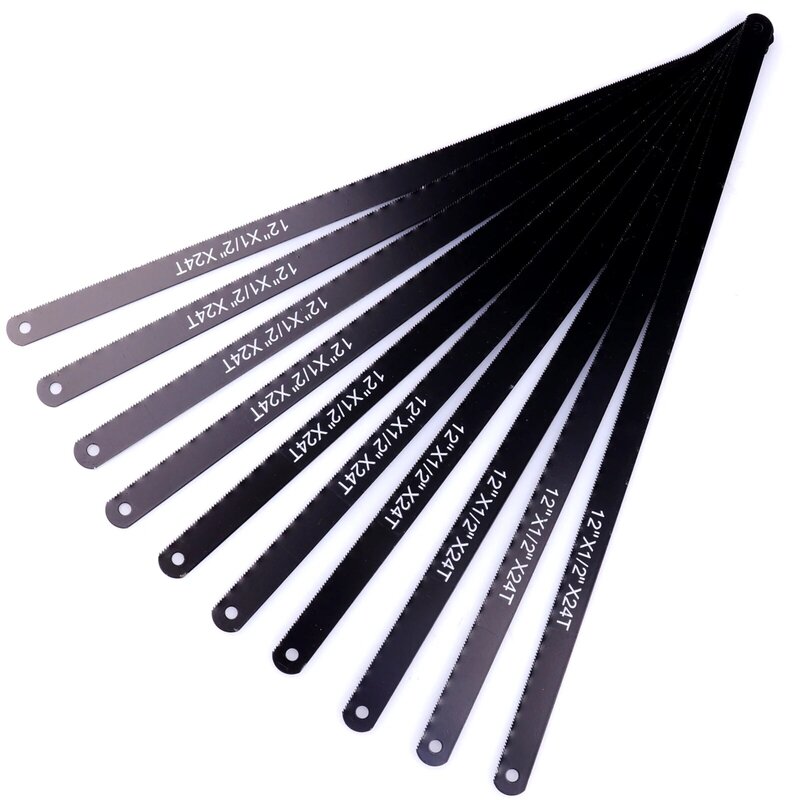 10Pcs/set Hacksaw Blades Carbon Steel 12 Inch 24T 300mm Metalworking Saw Blades for Cutting Metal DIY Hand Tools