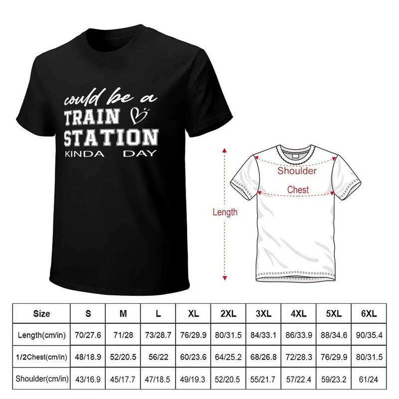 Potrebbe essere una stazione ferroviaria tipo di giorno, t-shirt anime customs magliette grandi e alte per uomo