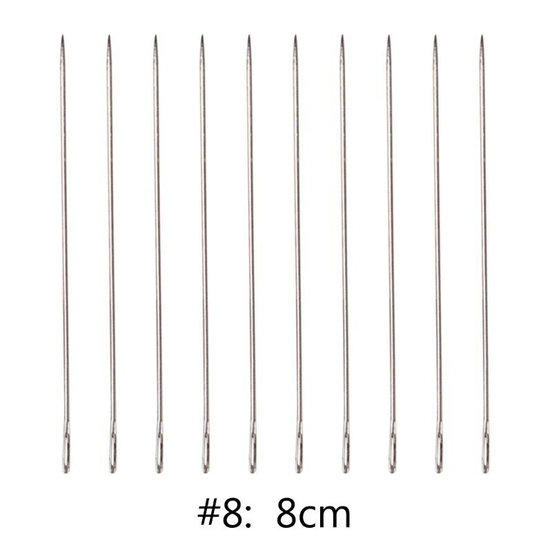 10x/set Beading Needle Long Straight Beading Thread Needle Big Eye Beading Pin