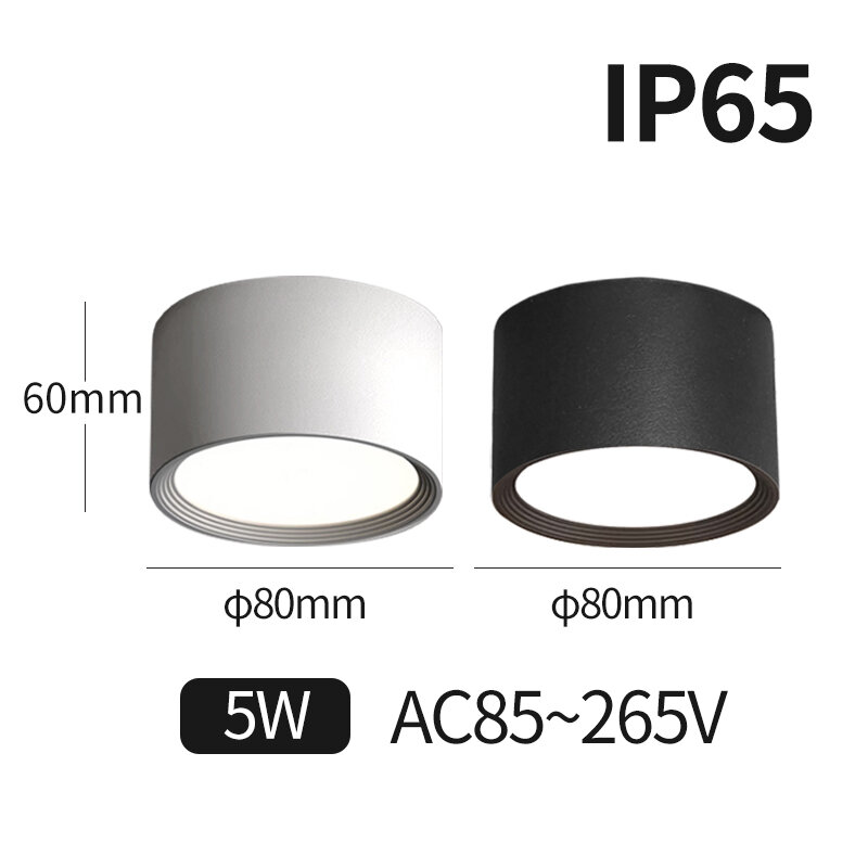 IP65 wasserdichtes Down light AC220V LED Decken leuchte Außen scheinwerfer Oberfläche montiert 5 W hohe Helligkeit Beleuchtung