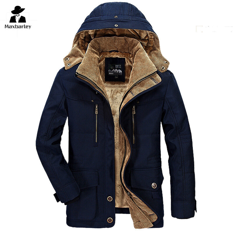 Jaket kargo bertudung untuk pria, mantel panjang musim dingin dengan tudung kasual hangat 7XL kualitas bagus, jaket kargo banyak saku