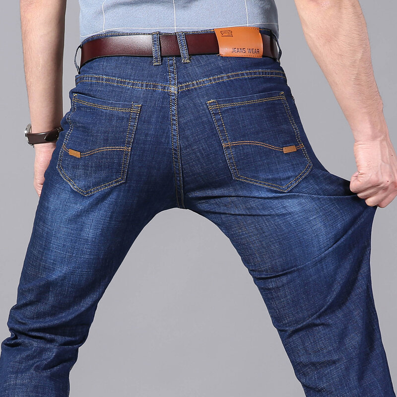 KUBRO-Jeans Denim Retro Clássico Masculino, Calças Stretch Slim, Calças de Negócios, Calça Casual, Moda Outono, Marca, 2024