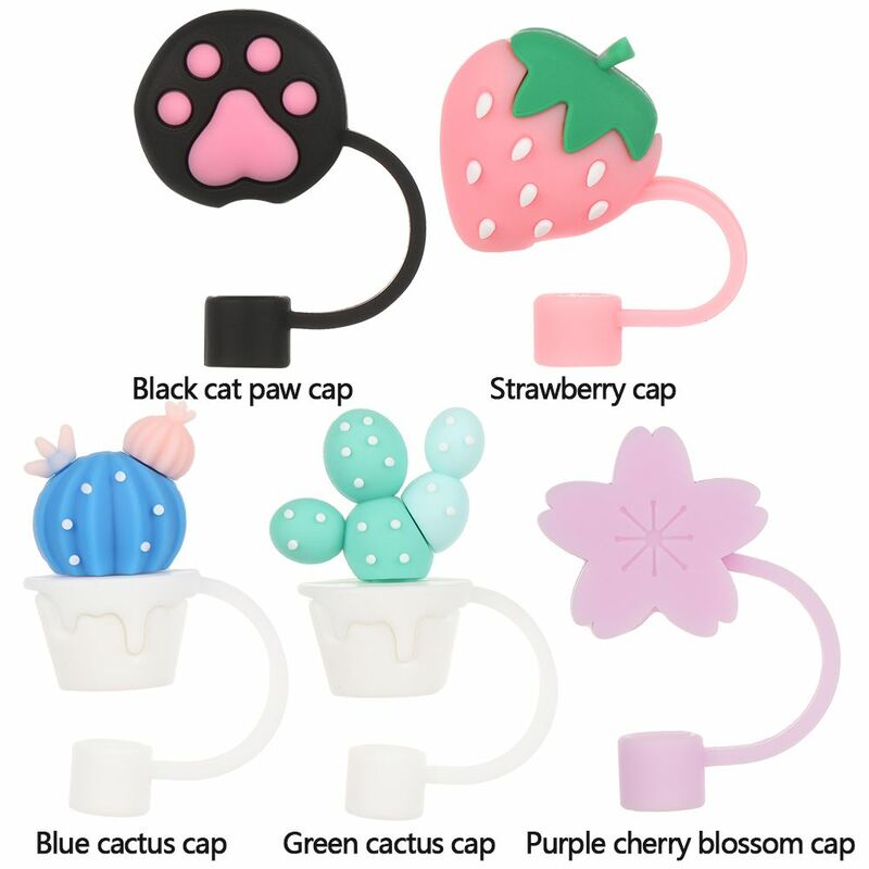 1pcs Creative Straw Tips Airtight Drinking Dust Cap Silicone Straw Plug Cartoon Plugs Cover Cup Accessories