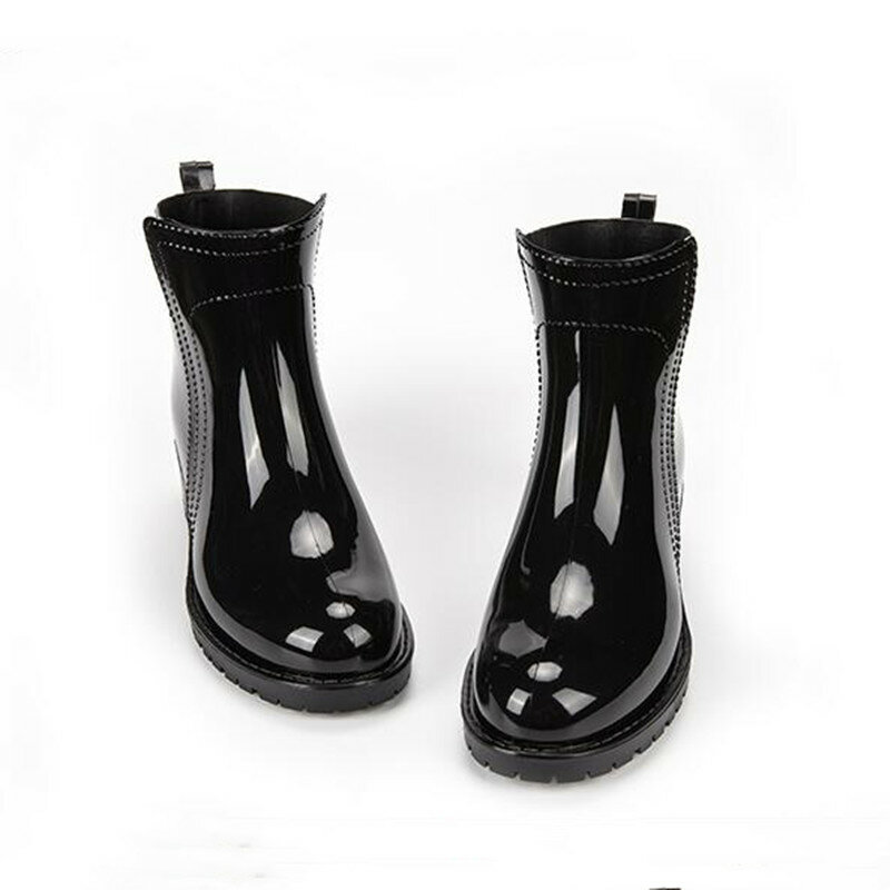 Rouroliu-Botas de lluvia informales para mujer, zapatos de agua impermeables sin cordones, botines de dibujos animados, RT311