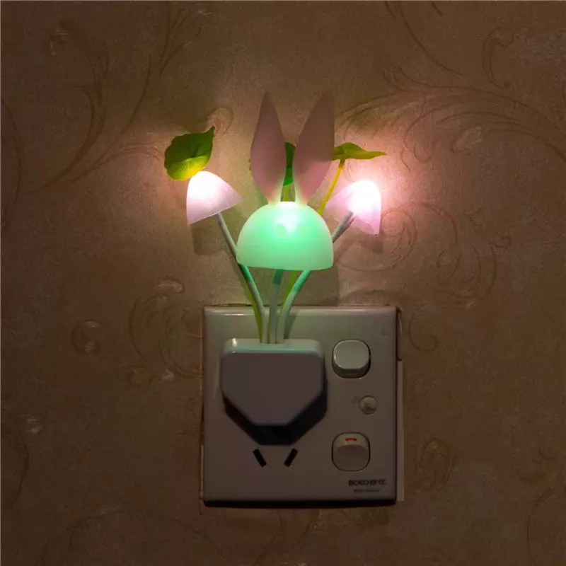 Светодиодный ночник с автоматическим датчиком, настенный светильник с вилкой EU/US, 110 В-220 В, 3 светодиодных ночника в виде грибов для детской спальни
