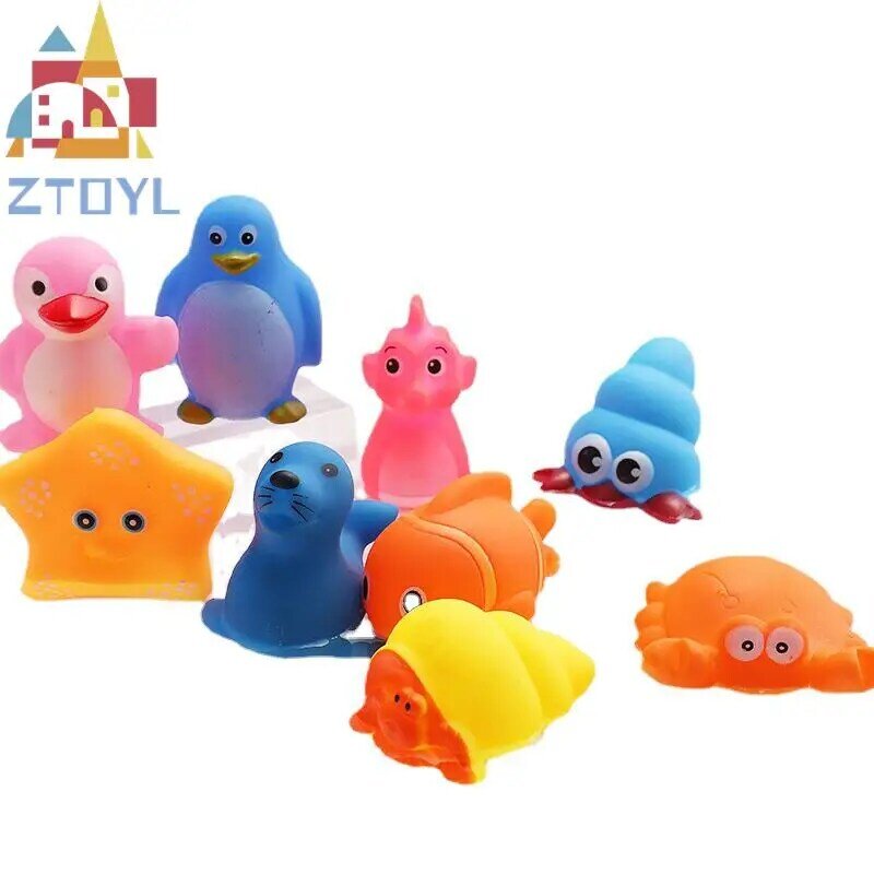 Juguete de baño de animales para bebés y niños, juguetes de agua de natación, Mini pato de goma flotante suave colorido, sonido de compresión, regalo divertido