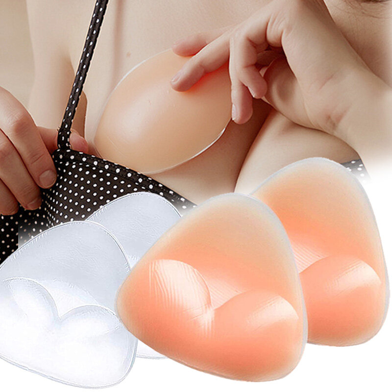 女性用パッド付きシリコンブラ,乳首をカバーするための厚いプッシュアップ