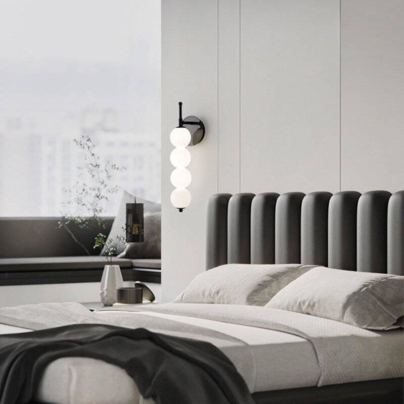 Lámpara de pared de cabecera, luz de dormitorio de estilo nórdico de lujo, lámparas minimalistas modernas de cobre, luces de pared de fondo de pasillo