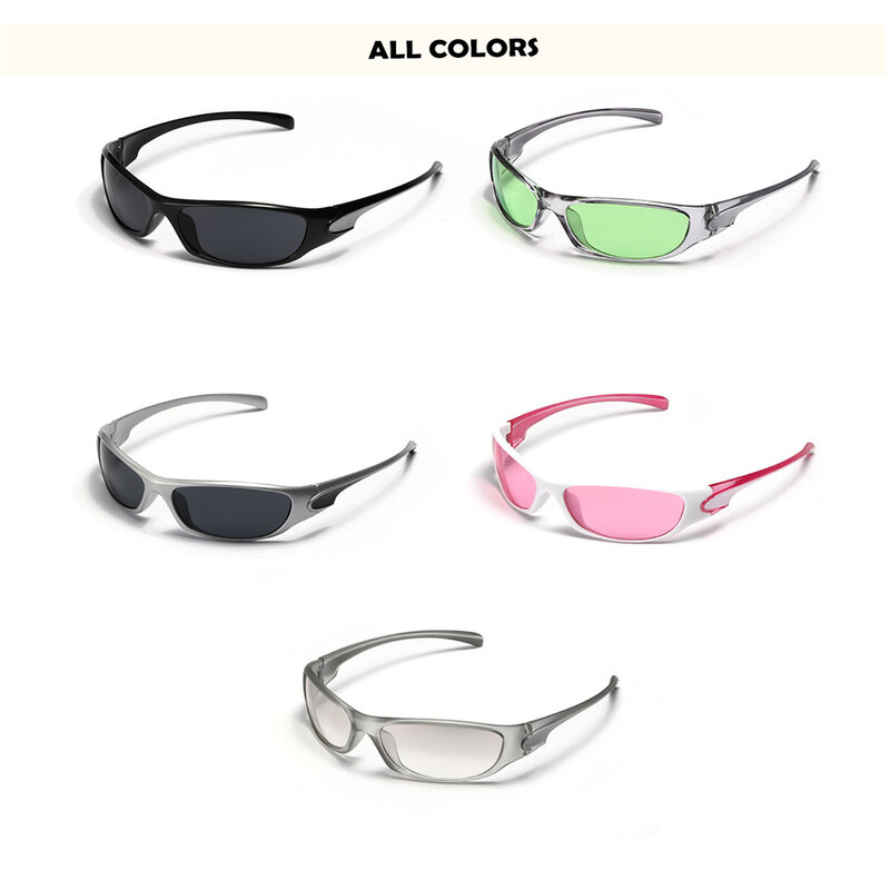 Kacamata bingkai Oval untuk pria wanita, berkendara di luar ruangan UV400 modis Retro Punk Hip Hop Resin Gotik warna-warni Y2K kacamata 2023 baru