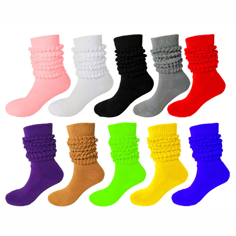 Calcetines hasta la rodilla de algodón para hombre y mujer, calcetín informal, holgado, de colores