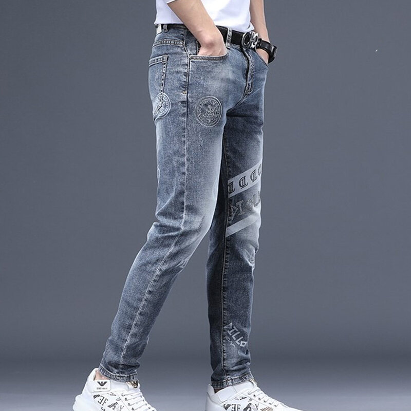 2024 nuovi Jeans primaverili da uomo pantaloni di lavaggio alla moda di alta qualità Slim Fit Vintage Blue Hip Hop Jeans Streetwear pantaloni in Denim da uomo