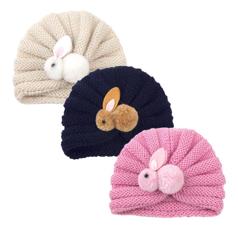 ニットのベビーハット,男の子と女の子のためのキャンディーカラーのキャップ,ウサギのようなウサギの帽子,新生児のための幼児の帽子