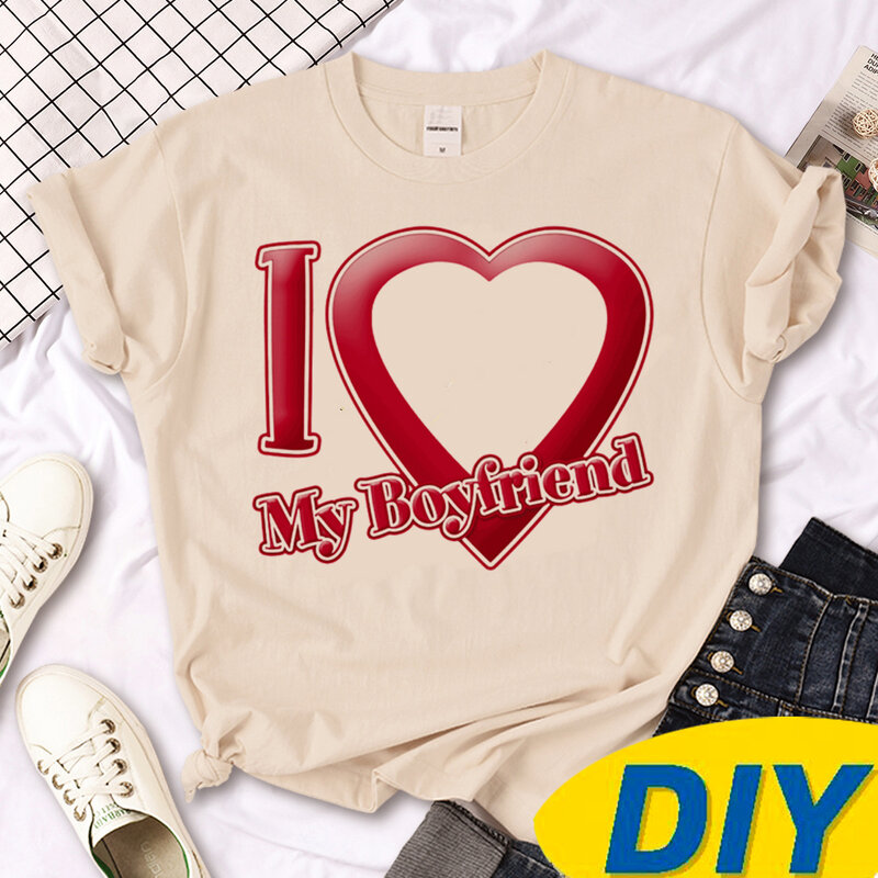 I Love My Boyfriend 맞춤형 맞춤형 티셔츠, 여성 재미있는 하라주쿠 티셔츠, 소녀 Y2K 의류