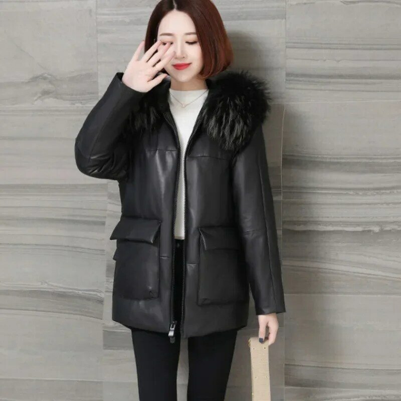 Tcyeek New Real Leather Jacket Womens Clothing Winter Warm Woman Down Coats Elegant Sheepskin Coat for Women дубленка женская LM