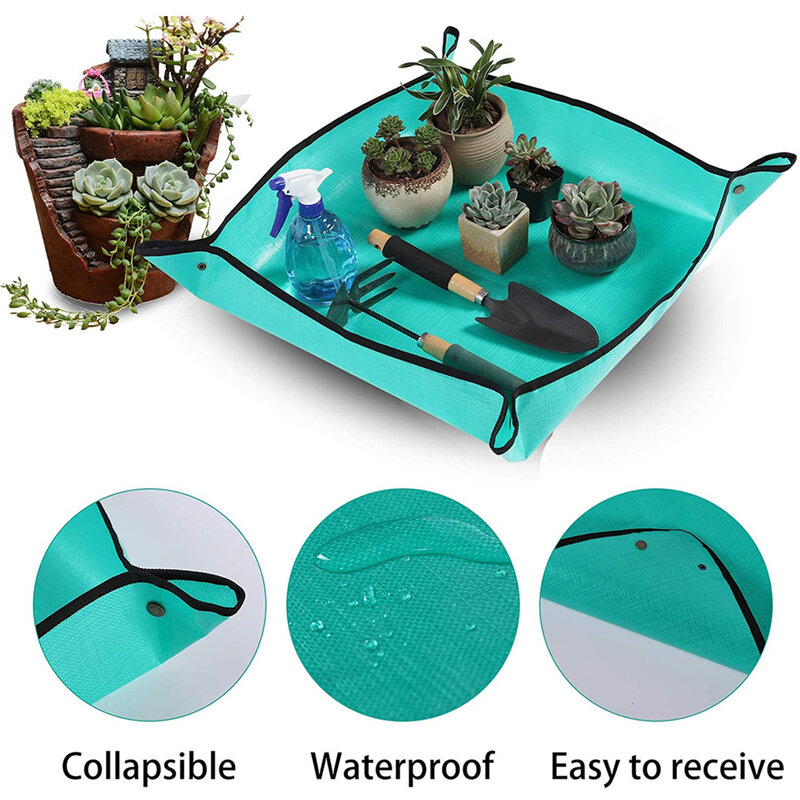 1x 50/66/100CM Planting Mat PE Gardening Potting Mat Gardening Pad Waterproof Foldable Pot Gardening Mat Transplanting Plant Pad
