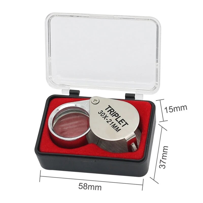 10x20x 30x Jewelry Magnifying Glass Pocket Folding Loupe Magnifier Mini Diamond Lupa Lens Triplet Eye Glass Tool Reading Glasses