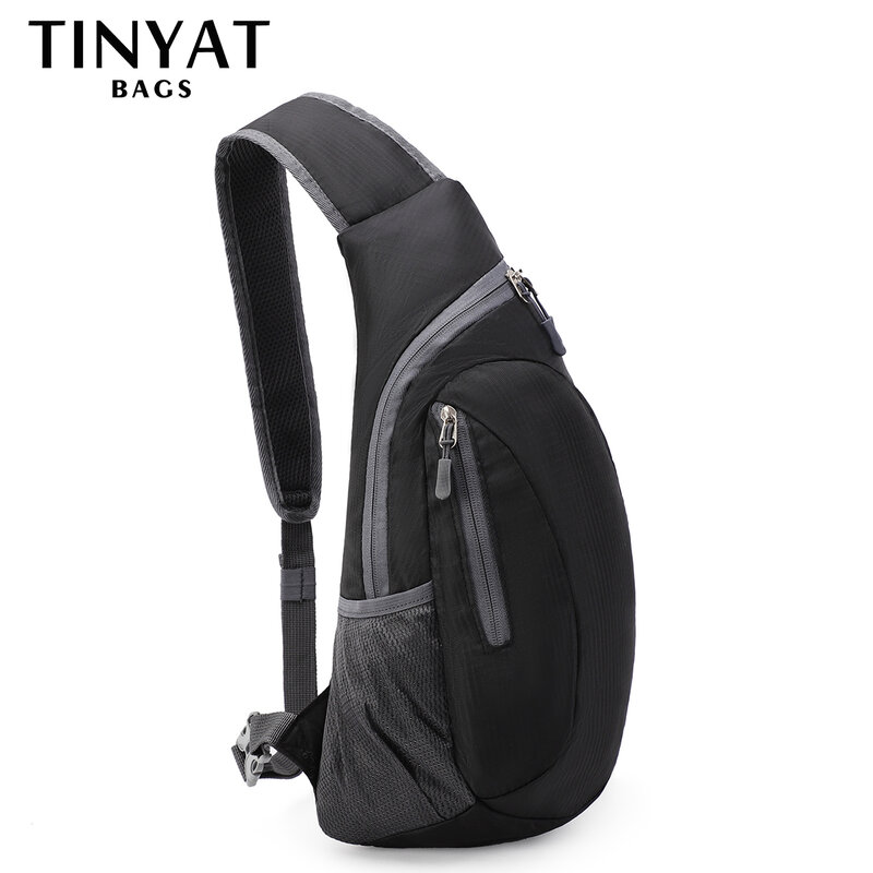 TINYAT-Bolso de pecho plegable para hombre, bandolera portátil para teléfono, dinero, hombro, viaje, fiesta