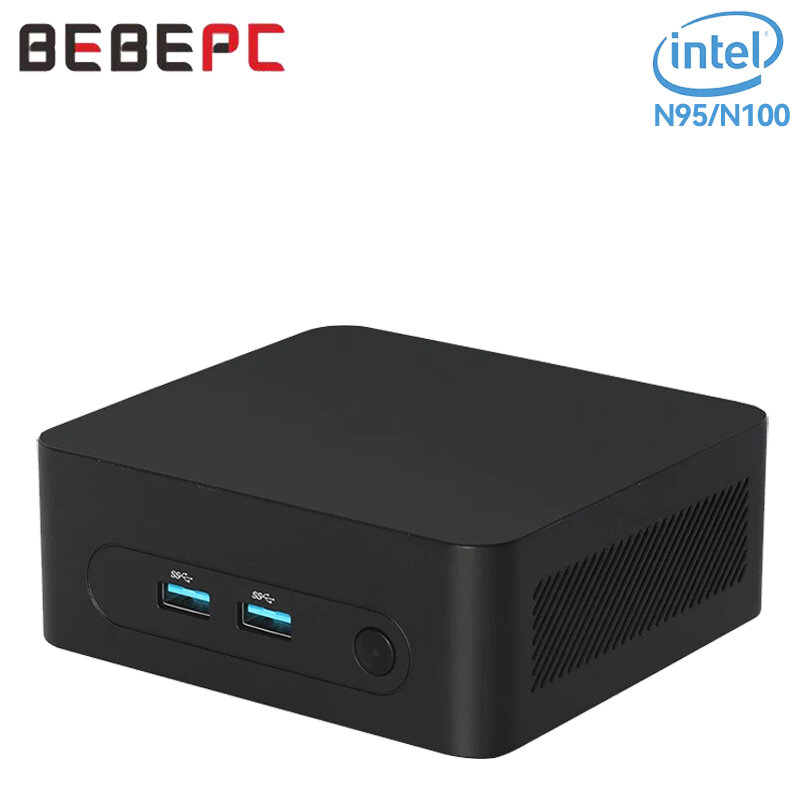 BEBEPC 가정용 미니 PC 인텔 Gen12 프로세서, N95/N100 DDR4, 2 * HDMI 지지대, 윈도우 10/11 리눅스 펜스 방화벽, 사무실 컴퓨터