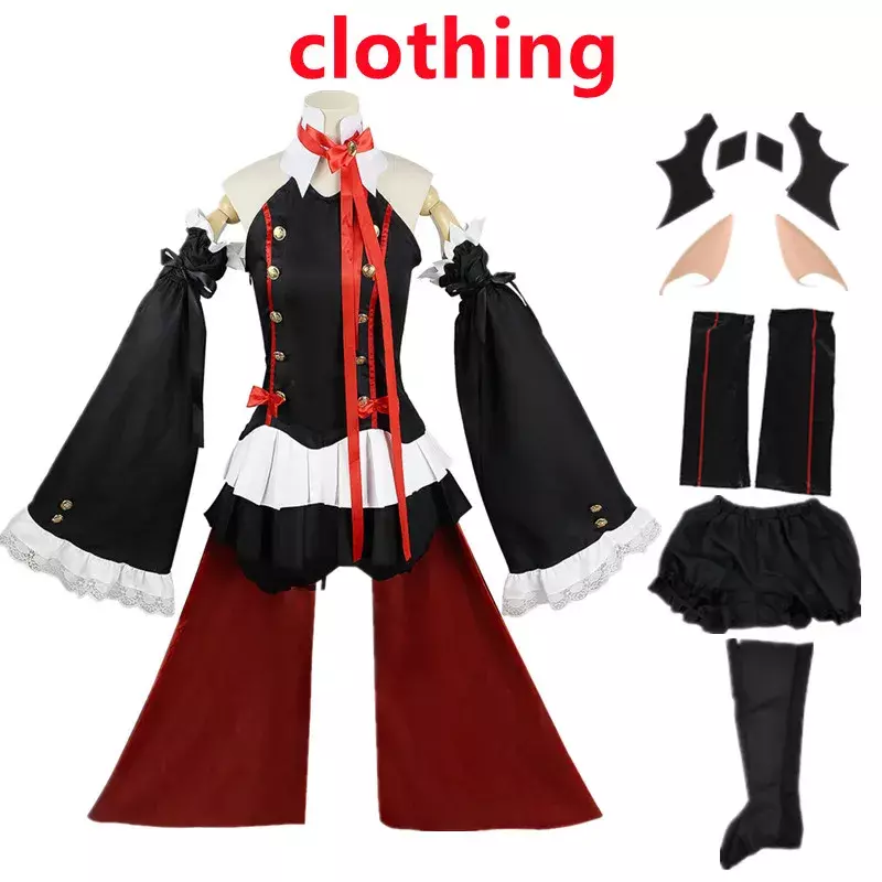 Disfraz de Anime Seraph Of The End Krul Tepes para mujer, uniforme de Cosplay Owari no Seraph, bruja, vampiro, rizo, ropa