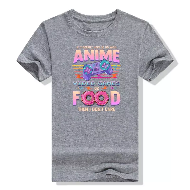 Als Het Geen Anime-Videogames Of Eten Is, Kan Het Me Niet Schelen T-Shirt Life Style Anime Lover Gamer Esthetische Kleding Cartoon Grafische Tee-Top