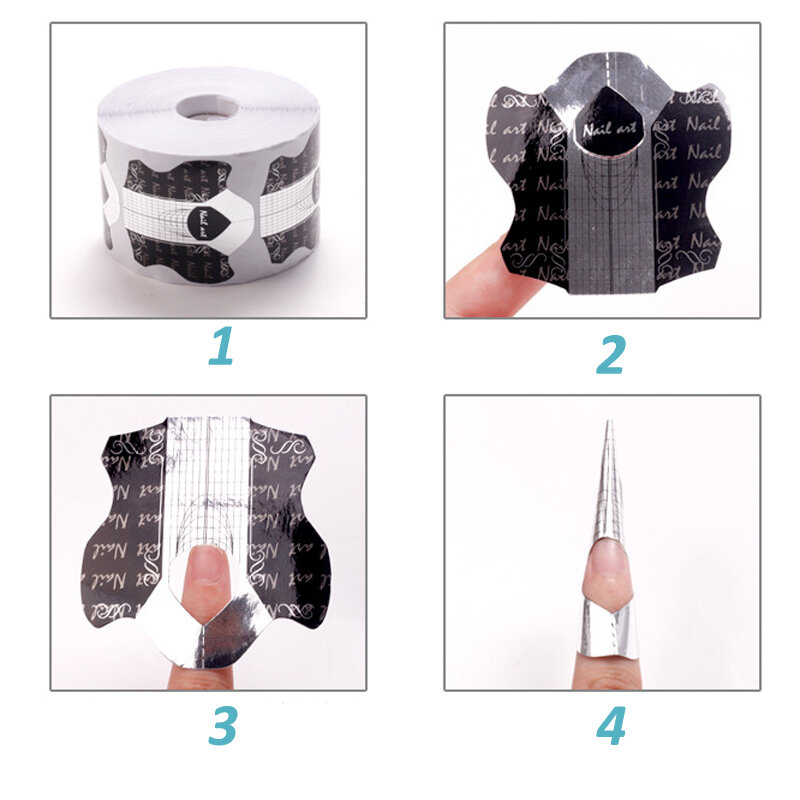 500 Pcs/Roll Extension Nail Forms Uv Gel Gebouw Franse Tips Guide Vorm Zelf Garenloos Stencil Sticker Manicure Gereedschap groothandel
