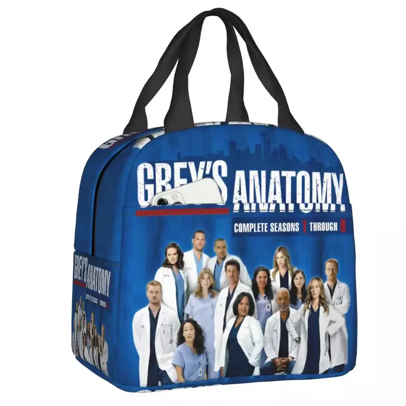 Cartoon Greys Anatomy Quote Collage Insulated Lunch Bag Reusable Thermal Cooler Insulated Lunch Box For Women Picnic Tote Bags