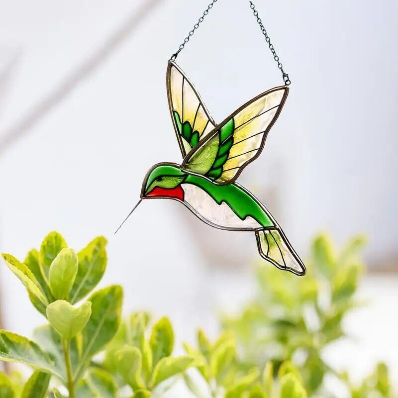 Hummingbird Suncatchers seni patung taman dan dekorasi rumah luar ruangan ornamen kaca akrilik Suncatcher ornamen