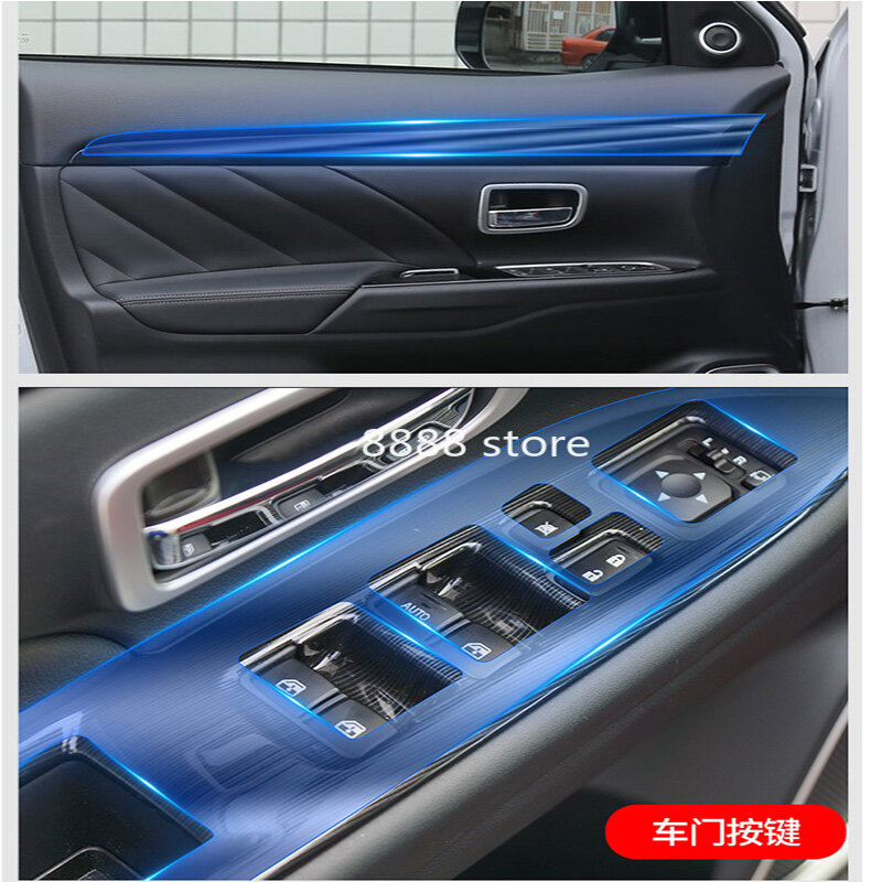 TPU transparente Schutz folie für Mitsubishi Outlander 17-21 Auto Innen aufkleber zentrale Steuer zahnrad Tür Luft navigations platte