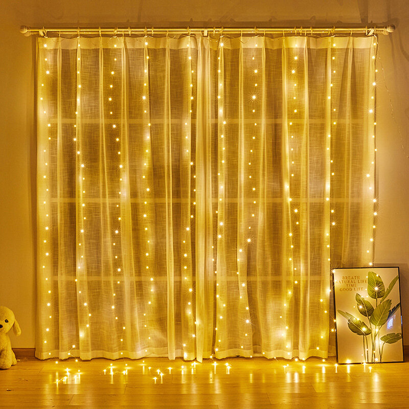 Led Christmas Curtain Lights With Remote Control 8 Modes Holiday Wedding Fairy Lights For Festival Christmas Decoration
