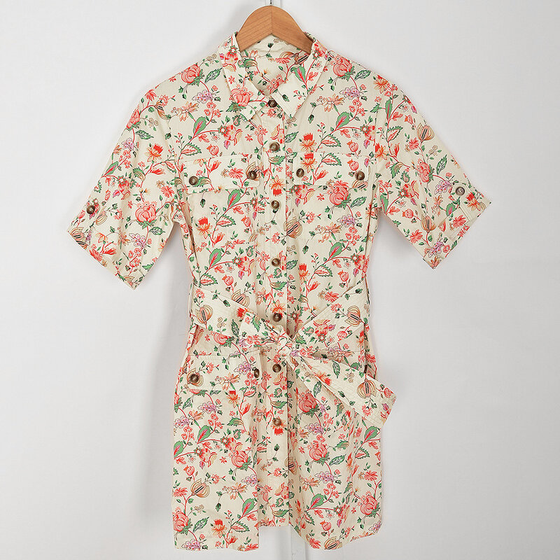 Mini vestido Vintage de media manga con cordones, cuello vuelto, primavera y verano, novedad de 2024