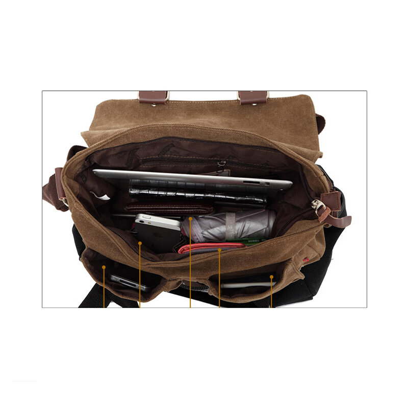 旅行や学校に適した,男性と女性のためのヴィンテージキャンバスハンドバッグ