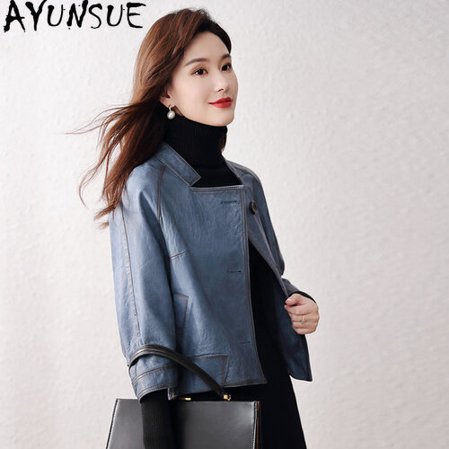 Куртка AYUNSUE из натуральной кожи для женщин, верхняя одежда из натуральной овечьей шкуры, большие размеры