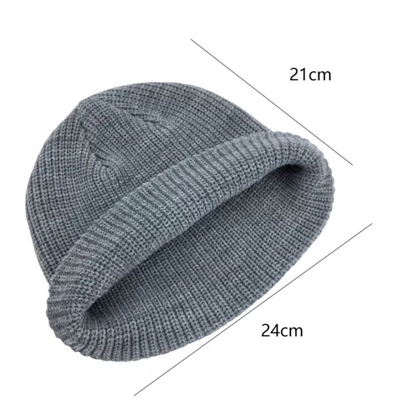 Chapéu de malha monocromático masculino, tampas de lã quente, protetores de joelho, chapéu tricotado fashion, inverno