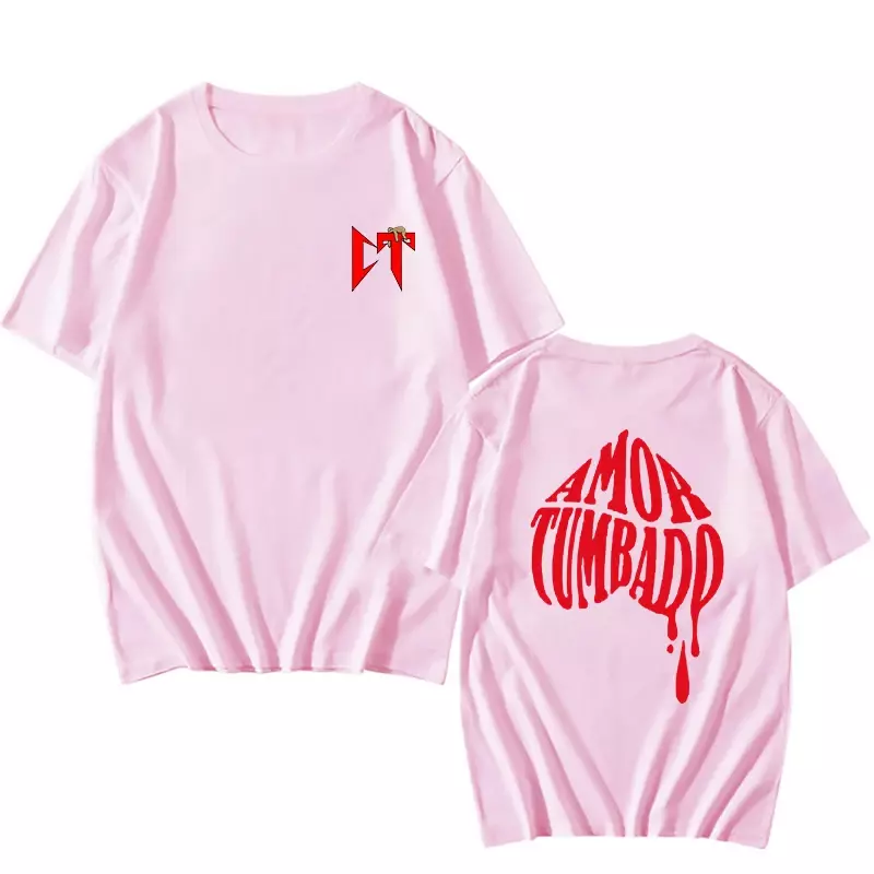 قمصان للرجال والنساء من Cano Amor Tumbado حمراء CT طباعة كسلان ، ملابس الشارع الكبيرة الهيب هوب ، الأزياء الكورية ، تي شيرت غير رسمي