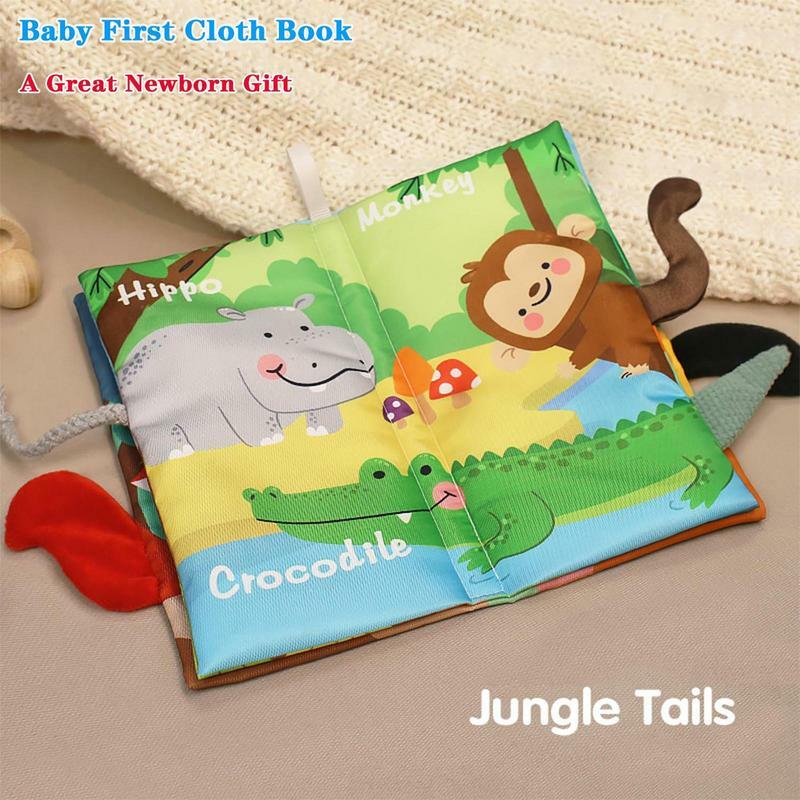 幼児教育のためのしわのある動物の布の本、3Dの感触、幼児のための柔らかい布の本