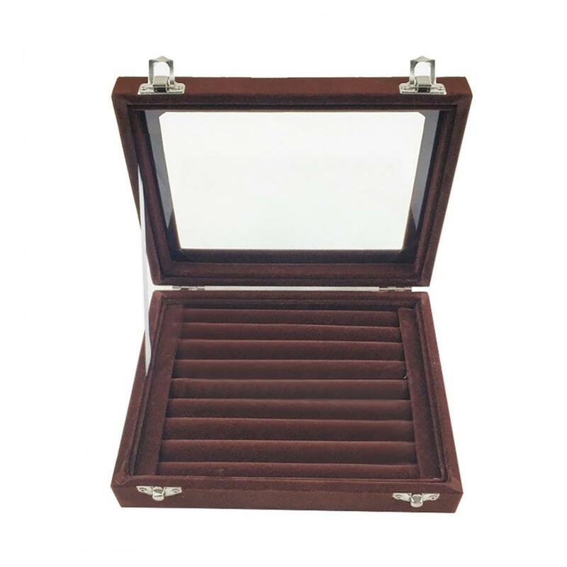 Portable Jewelry Organizer Storage Box Ring Case Tray Velvet Display Earring Ring Case