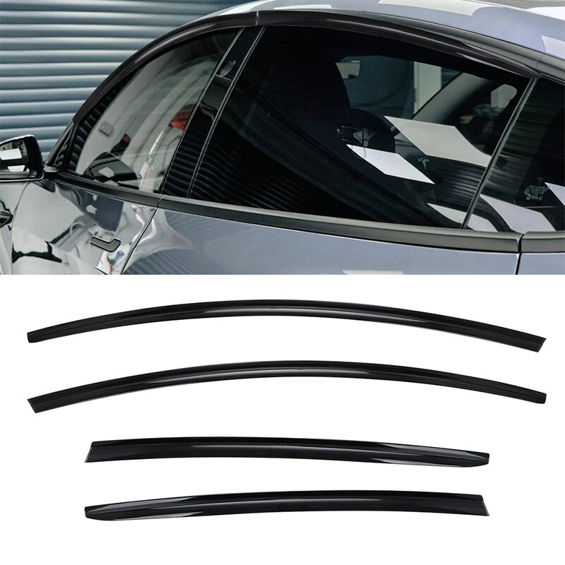 4PC Car Window Glass Seals For Tesla Model 3 Y 2020 21- 2023 Window Seal Moulding Trim Weatherstrip Seal Belt Glasses Rain Guard