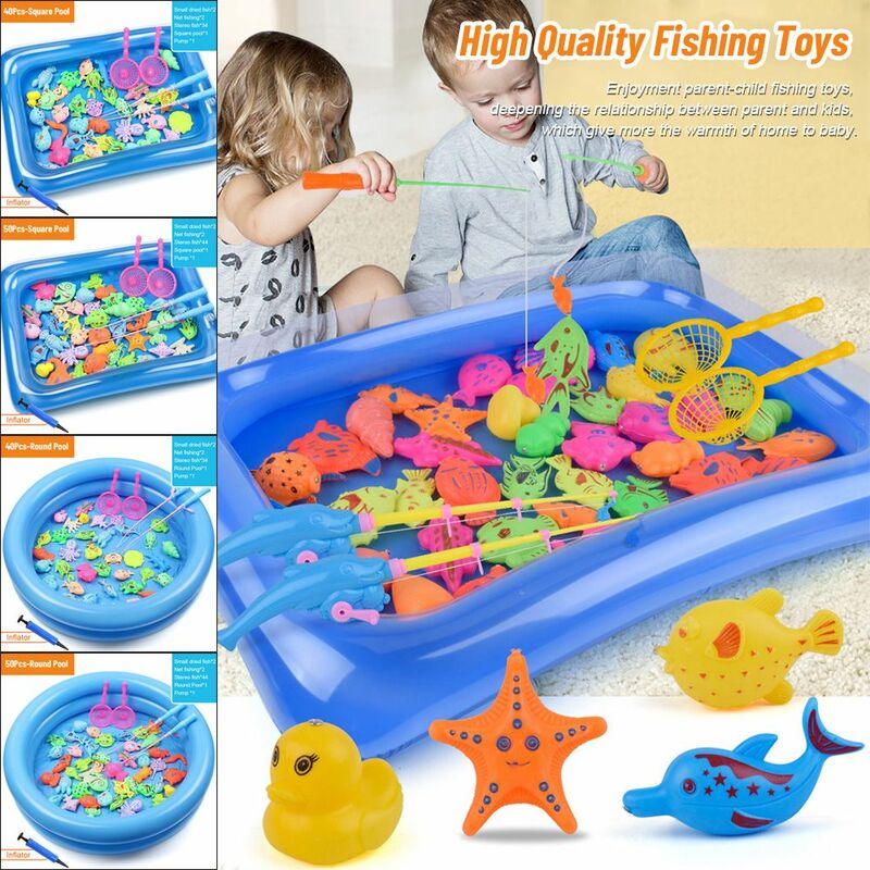 Pool Baby Play Parent-child interactive Game Water Bath Toys Magnetic Fishing Fishing Toys Set 3D Fish Rod Net