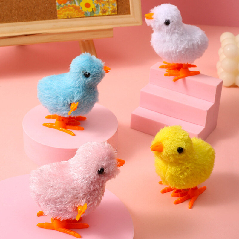 Hot selling Plush chicks wingless jumping winding toy chickens Colorful clockwork puzzle hands-on ability education toys for kid