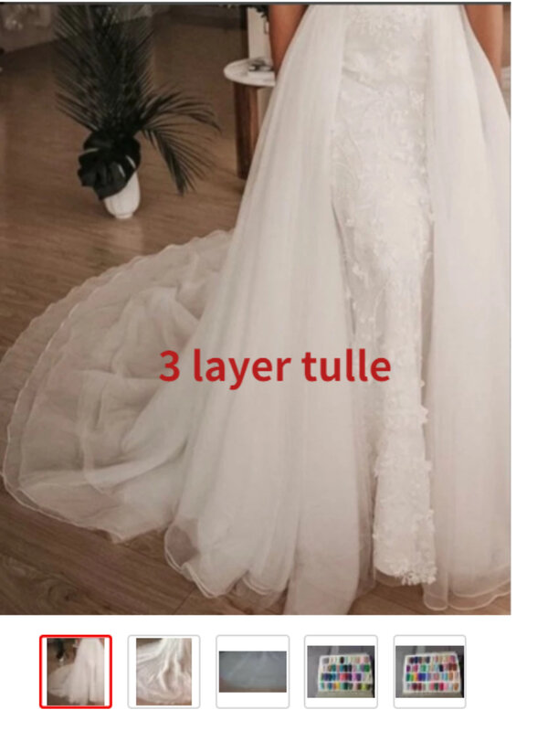 Falda de tul de 3 capas, vestido de novia, cola extraíble, cola larga, falda desmontable, tamaño personalizado