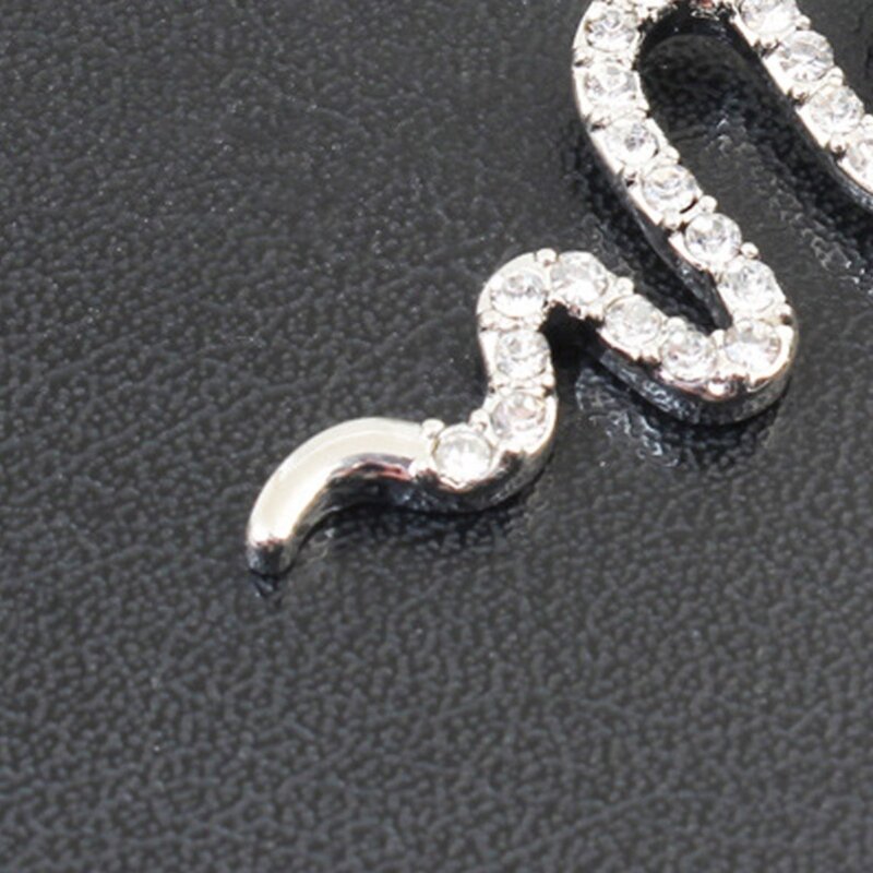 E0BF Anillos para ombligo, anillos brillantes en forma serpiente para ombligo, joyería para Piercing corporal