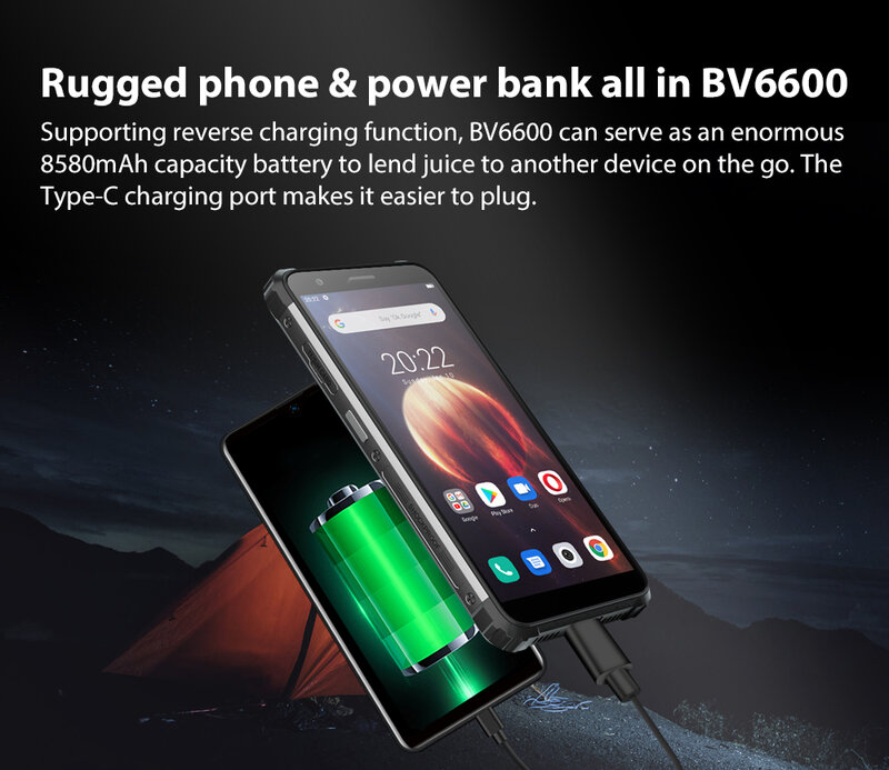 Blackview BV6600 IP68 Waterdichte Robuuste Mobiele Telefoon 8580Mah 4Gb + 64Gb 5.7 "Android 10 Octa Core 16MP Camera Nfc Smartphone