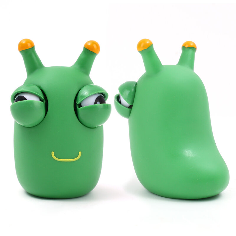 5/1Pcs Green Worm Squeeze Pinch Toy Novelty Eye Popping Squeeze Toys 3D Big Eyeball Bouncing Toy For Kids Adult Stress Relief