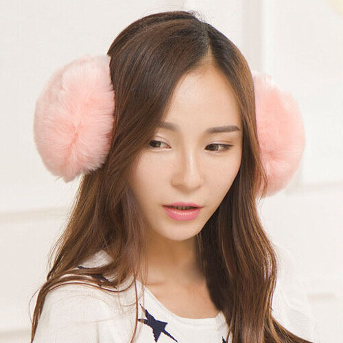 Protège-oreilles en peluche rose pour femme et homme, chaud et confortable, idéal pour l'hiver