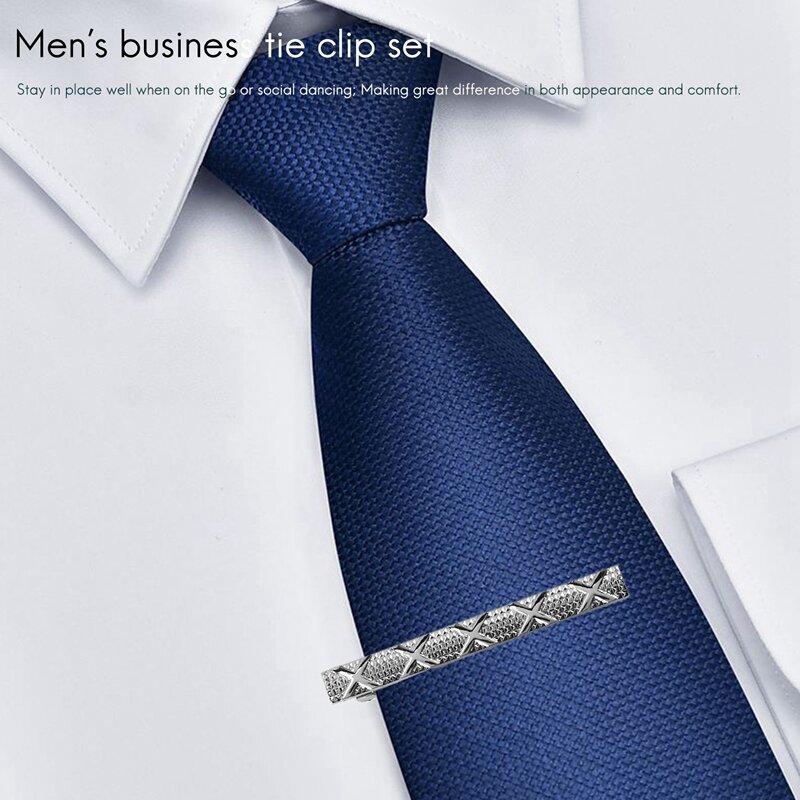 8 buah Set klip dasi untuk pria Set klip Bar dasi untuk dasi reguler klip bisnis pernikahan dengan kotak, warna B: 8 buah + A Tie Cl