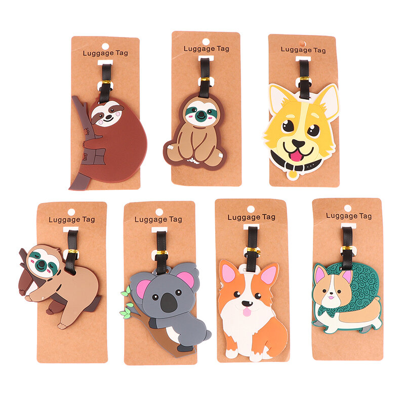 1PCS Luggage Tag Creative Sloth Plane Boarding Pass Suitcase Silicon Portable Travel Label Newest Travel Accessories
