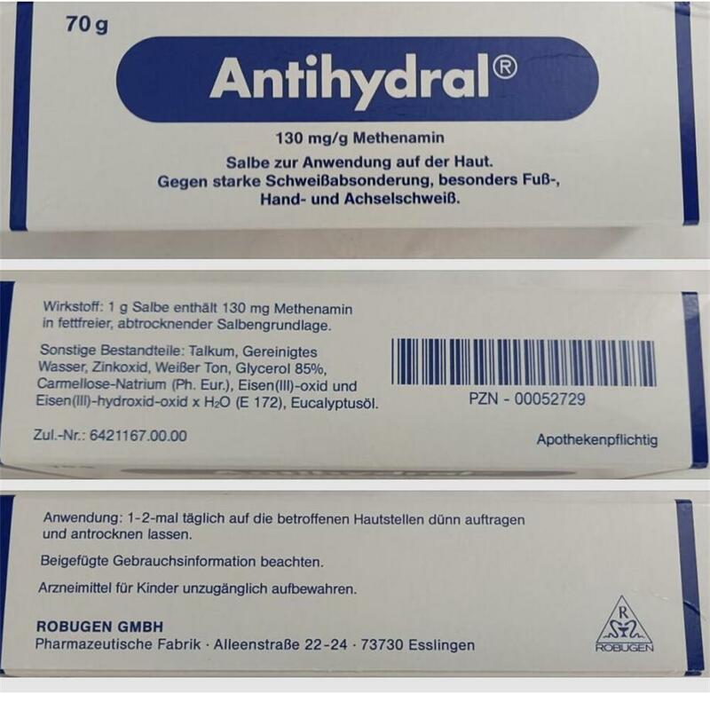 Crema Antihydral genuina de Alemania, crema antitranspirante, pasta ZeroSweat, no irritante para hiperhidrosis, 70g