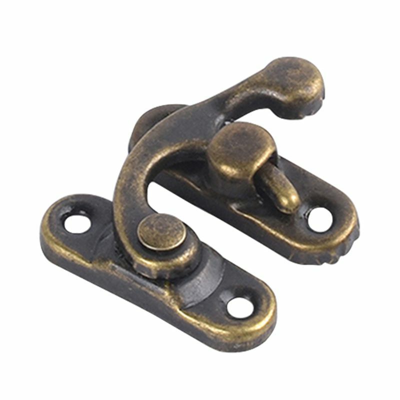E74B Bronzen Mini Swing Arm Sluiting voor Klink Vintage Stijl Rechts Toggle Hasp Haak Metalen Vangst Gebogen Gesp voor Sieraden